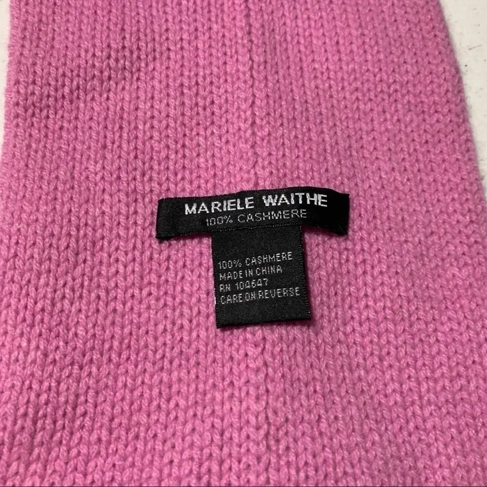 Mariele Waithe 100% Cashmere Pink Argyle Print Fringe Sweater Pink GUC